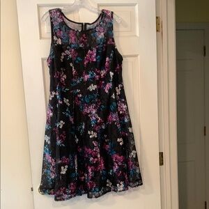 Lane Bryant Black and Pink Sleeveless A-Line Mini Dress